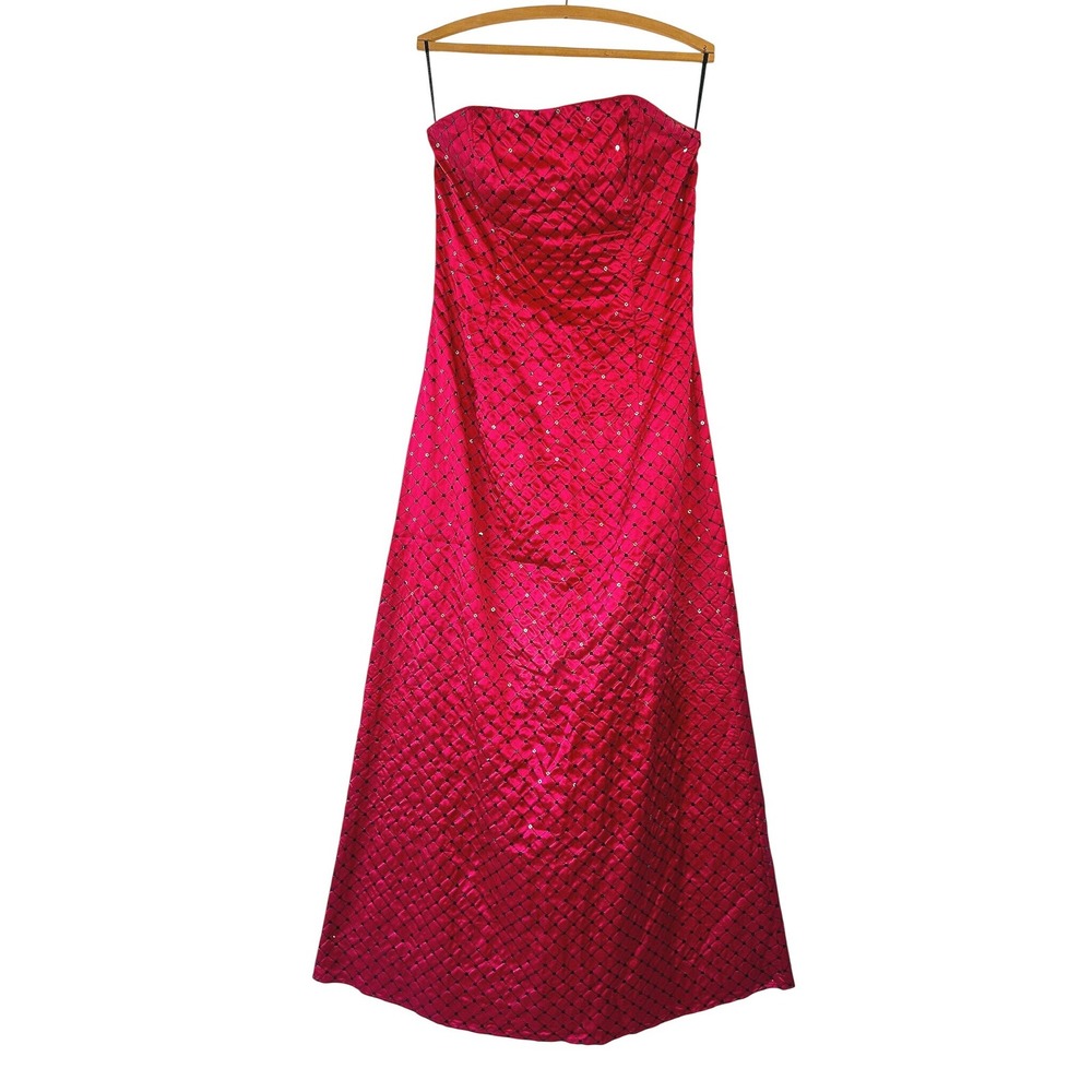 VTG Jessica McClintock Y2K Prom Cherry Red Sequin Dark Romantic Gown Dress 12